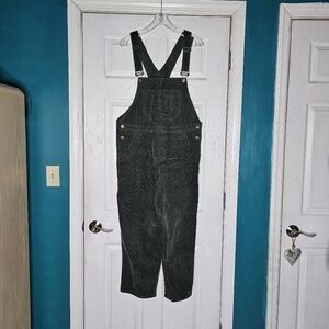 Mordenmiss Corduroy Baggy Dropped Crotch Overalls Green Black